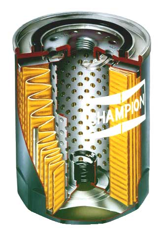 oil filter, cutaway perspective illustration